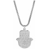 Collier avec pendentif main de Fatima Hamsa et main de Fatma - Collier vintage en acier inoxydable - Amulette de protection - Talisman - Cadeau pour homme et femme