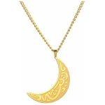 Dreamtimes musulman islamique collier pendentif religieux pour hommes femmes musulman Allah collier Ayatul Kursi arabe en acier inoxydable collier lune islamique bijoux musulmans