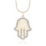 Hamsa pendentif à la main Neckalce pour les femmes, or et argent longue serpent chaîne collier filles CZ Crystal Neckalce