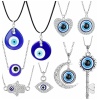 JeweBella 9 Pièces Collier Ras De Cou Evil Eye pour Femmes Hommes Collier Mauvais Oeil Collier Hamsa Turc Cadeaux de Mauvais Oeil Bijoux Ensemble