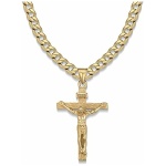 Jewow Acier Inoxydable Jésus Christ Croix Collier Pendentif pour Homme 7mm Largeur Chaîne