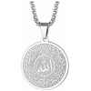 LUTAKU Collier musulman Allah en acier inoxydable - Collier arabe avec pendentif islam coran - Chahada - Cadeau islamique pour femme et homme - Accessoires pour Ramadan