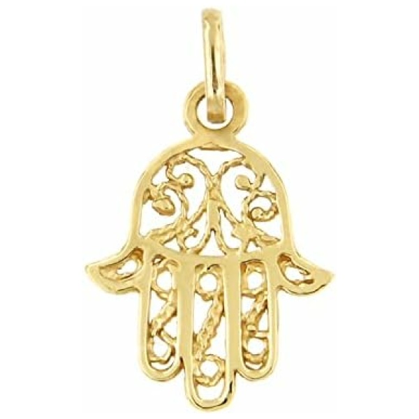 Lucchetta - Main de Fatma/Hamsa Pendentif ou Boucles d'Oreilles, option Saphir Bleu Naturel, Bijoux d'Or pour Femmes Filles