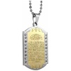 Religion Musulmane Pendentif Plaque Islamique Verset du Trône (Ayat al Kursi) avec Cristaux et Chaîne 60 cm P06 (Tons Or et Brillant) France