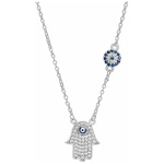 Remi Bijou - Collier Hamsa Main de Fatima avec l’œil turc Nazar Boncuk - Couleur argent