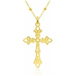 WANDA PLATA Collier Pendentif Croix Chrétienne en Filigrane pour Femme en Argent 925 Plaqué Or, Collier Religieux avec Chaîne 45 cm Présenté dans une boîte cadeau