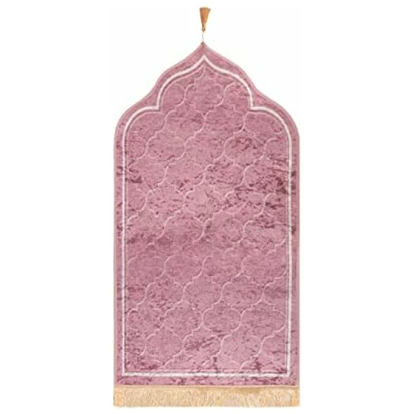 Tapis de prière Velours Tapis coloré Musulmane Tapis pour Prier Tapis de Sol Musulman antidérapant et imperméable Tapis Islamique Janamaz Sajadah pour Ramadan