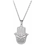 cooltime Collier pour femme en acier inoxydable avec pendentif main de Fatma et mauvais œil