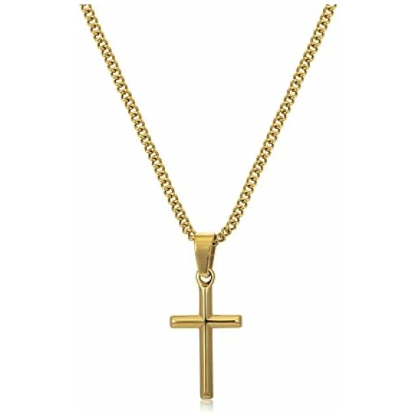 murtoo Collier homme, collier avec pendentif croix pour homme, collier croix en acier inoxydable noir argenté pour homme femme, cadeau croix pour homme