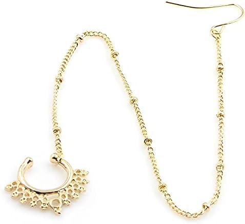 SMCTCRED Traditional Indian Style Gold Tone Chain Nose Anneau Nath Hoop Accessoires Bijoux Cadeau pour Les Femmes (Or)