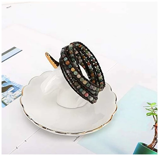 Bracelet en Cuir Superposé pour Femme, Bracelet Multicouche Style bohémien avec Perle de Diamant pour Femmes Filles Dames – Image 5
