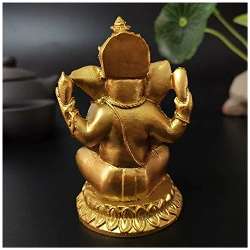 Statues du Seigneur Ganesh doré - Statue de Dieu éléphant Hindou - Sculpture en résine - Figurine de Bouddha Indien Ganesh Faite à la Main - Décoration pour la Maison, Le Jardin, la Voiture – Image 4