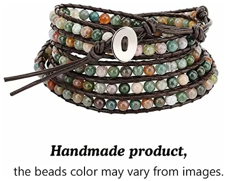 Bracelet en Cuir Superposé pour Femme, Bracelet Multicouche Style bohémien avec Perle de Diamant pour Femmes Filles Dames – Image 4