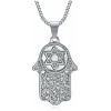 BOBIJOO Jewelry - Collier main de Fatma Myriam Etoile de David Pendentif Homme Femme Acier inoxydable Argent