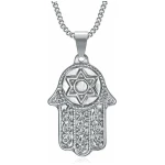 BOBIJOO Jewelry - Collier main de Fatma Myriam Etoile de David Pendentif Homme Femme Acier inoxydable Argent