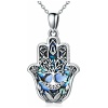 PROESS Hamsa Fatima Collier en Argent Sterling 925 Evil Eye Collier/Oeil d'Horus Collier/Arbre de Vie Pendentif Collier Main de Fatima Bijoux Cadeaux pour Femmes Filles