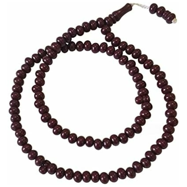 Perles de subha islamique – Monomère rigide marron de taille moyenne 7 x 8 mm 66 cm simple musulman 99-bd Tasbheeh Sibha Misbaha Dhikr et collier de prière, Plastique