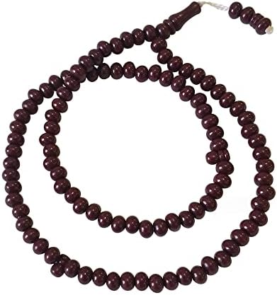 TheTasbih Perles de subha islamique – Monomère rigide marron de taille moyenne 7 x 8 mm 66 cm simple musulman 99-bd Tasbheeh Sibha Misbaha Dhikr et collier de prière, Plastique