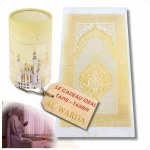 Tapis de priere Musulman-Islam Cadeau-Coffret Cadeau Musulman de Haute qualité-2 en 1(Tapis de Prière, Chapelet Musulman) Idée Cadeau Mariage Musulman,Cadeau de l'Aïd (Jaune Citron)