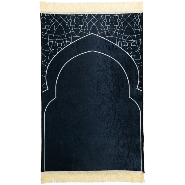 Tapis de priere Musulman pour priere Islamique - Tapis priere Musulman Confortable pour Femme et Homme Musulman - Noir