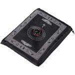 Tapis de prière Musulmane avec Compass Format de Poche Tapis de prière Ompass Qibla Finder avec livret Matière étanche(Noir)