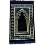 Tapis de prière musulmane léger et doux avec chapelet - idéal pour le voyage/maison/bureau/mosquée/Hajj/Umrah (bleu marine)