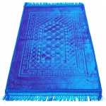 Tapis de prière islamique - Tapis de prière musulmane rembourré épais doux Seccade lavable Namaz avec motif oriental islamique antidérapant - 80 x 120 cm (turquoise)