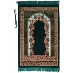 Tapis de prière islamique Namaz avec chapelet offert tapis léger et doux de musulmane Janamaz,Sajadah,idéal pour le voyage/Masjid(W-vert)