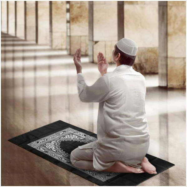 Tapis de Prière, 4PCS 100CM*60CM Tapis de Prière de Voyage Islamique, Tapis de Prière Musulman, Tapis de Prière Etanche avec Boussole, pour Les Prières Islamiques, Eid al-Fitr (4 Couleurs) – Image 9