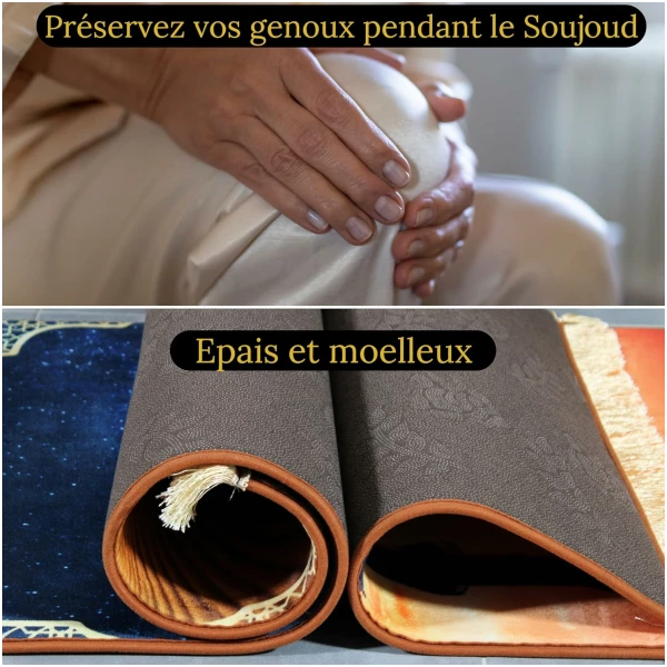 Tapis de Priere Musulman Adulte Enfant-Tapis Prière Musulman Oriental-Epais,Confortable-Coffret Cadeau Homme-Ramadan(Coran-Livre Islam-Abaya Femme-djellaba-Hijab-Kamis Homme-Omra Mubarak) – Image 4