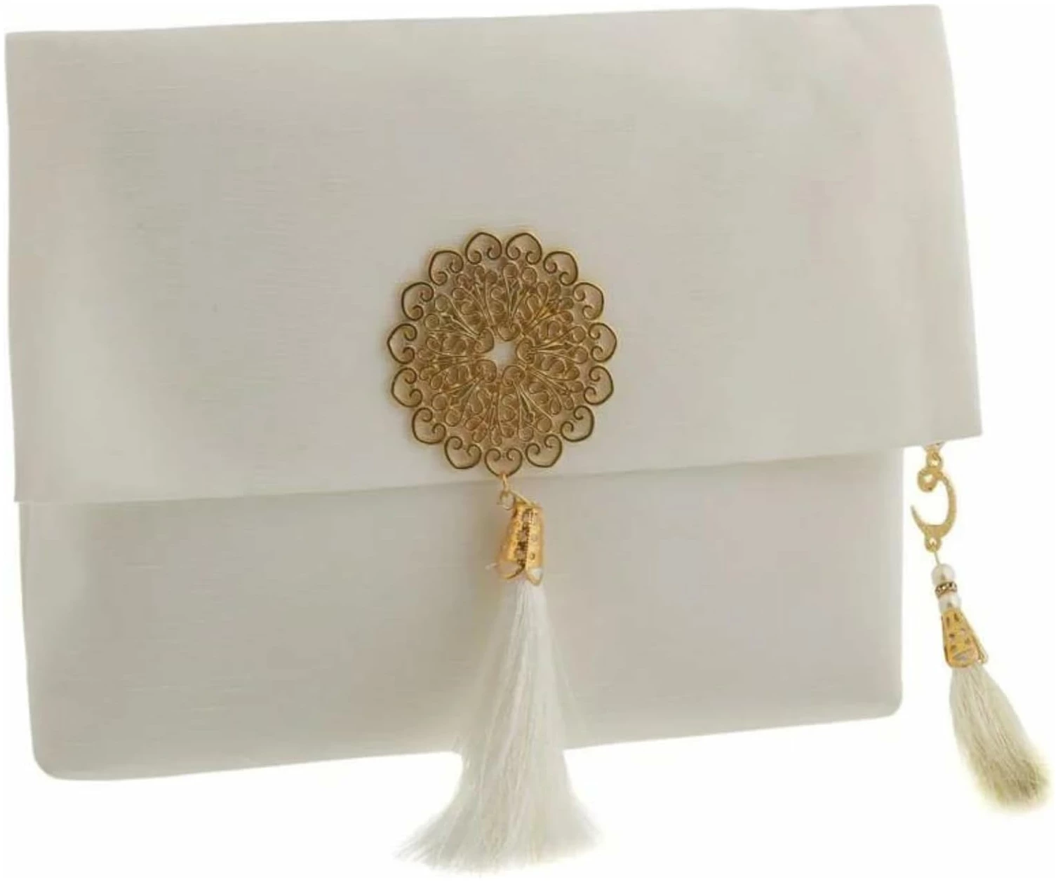Tapis De Priere Musulman avec Perles De Prière pour Femme Et Homme, Cadeaux Bayram, Ramadan, Islamique, Ensemble De Cadeau Coffret pour Seccade Namaz Islam (Couleur Crème) – Image 2