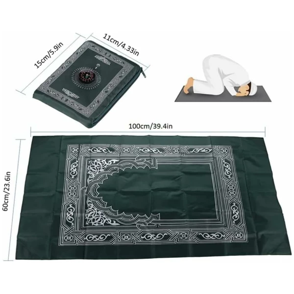 Tapis de Prière, 4PCS 100CM*60CM Tapis de Prière de Voyage Islamique, Tapis de Prière Musulman, Tapis de Prière Etanche avec Boussole, pour Les Prières Islamiques, Eid al-Fitr (4 Couleurs) – Image 6