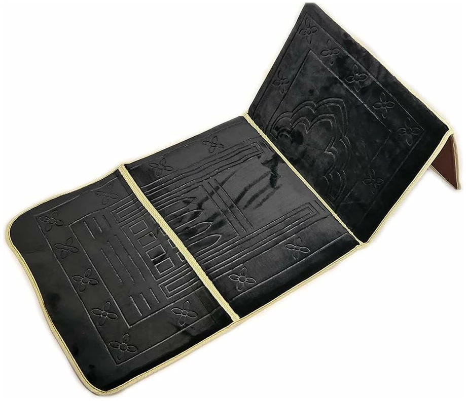 Tapis d’assise avec dossier - Tapis de prière - Avec sac de transport - Noir, 110 x 55 cm – Image 2