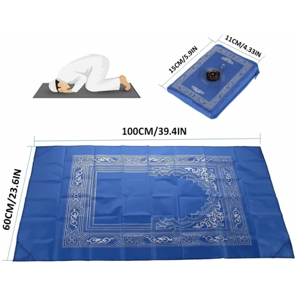 Tapis de Prière, 4PCS 100CM*60CM Tapis de Prière de Voyage Islamique, Tapis de Prière Musulman, Tapis de Prière Etanche avec Boussole, pour Les Prières Islamiques, Eid al-Fitr (4 Couleurs) – Image 3