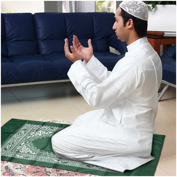 Tapis de Prière, 4PCS 100CM*60CM Tapis de Prière de Voyage Islamique, Tapis de Prière Musulman, Tapis de Prière Etanche avec Boussole, pour Les Prières Islamiques, Eid al-Fitr (4 Couleurs) – Image 2