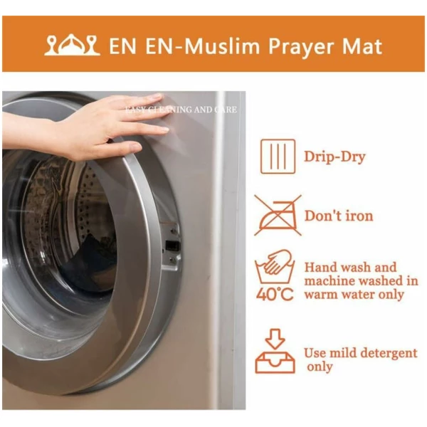 Tapis de Prière Musulman, Tapis de Prière à Glands, Doux, Pliable et Lavable en Machine, Cadeau Prière Ramadan, Tapis Priere Musulman pour Femme Homme et Enfant (70x110cm,Marron Floral) – Image 7