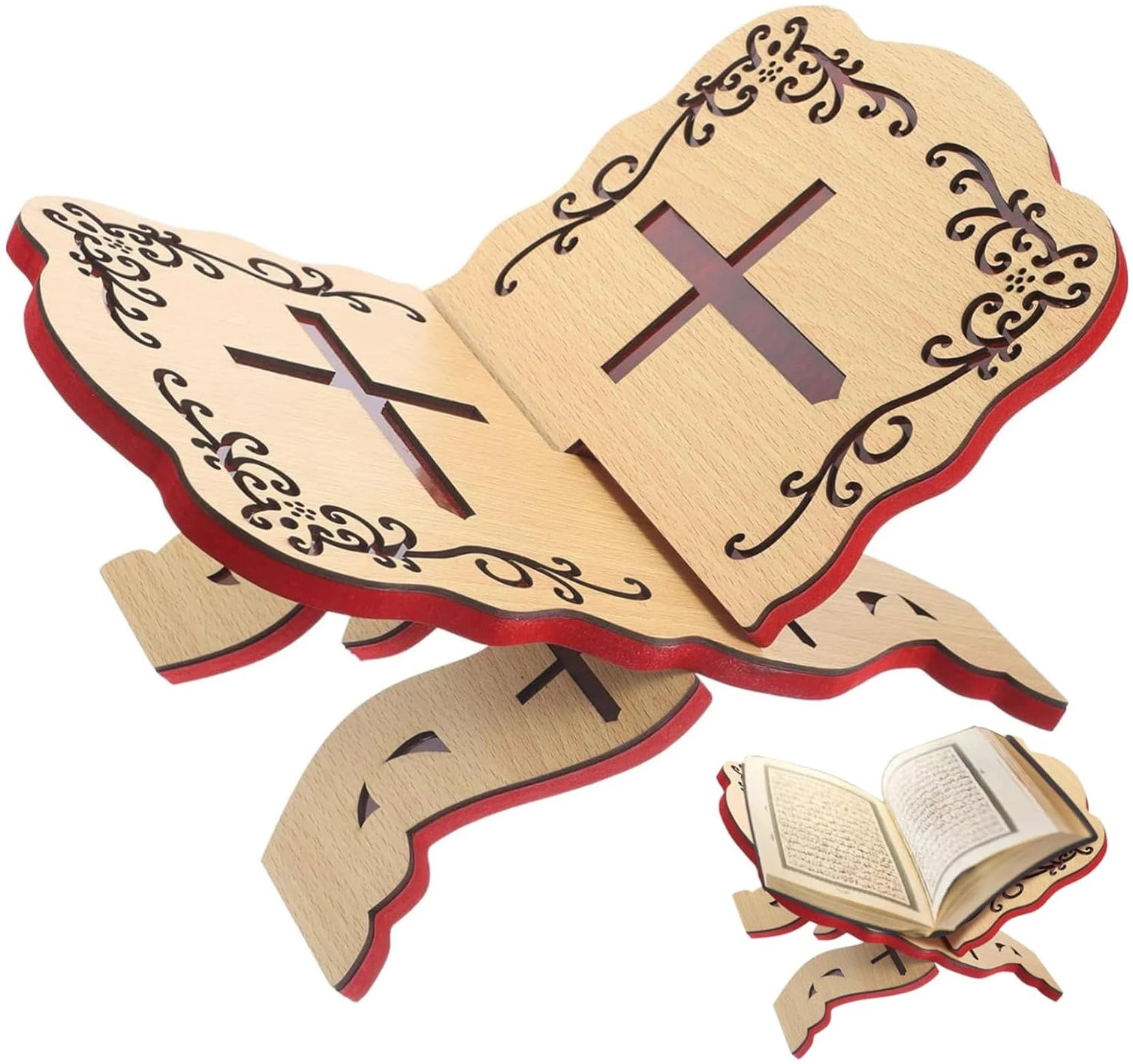 Support De Bible Support De Livre De Prière Support De Livre De Prière 13x9.1 '' Support De Coran Support De Bible Pliable En Bois Support De Livre Sacré Pour Fournitures De Table D'église De Chapelle – Image 2