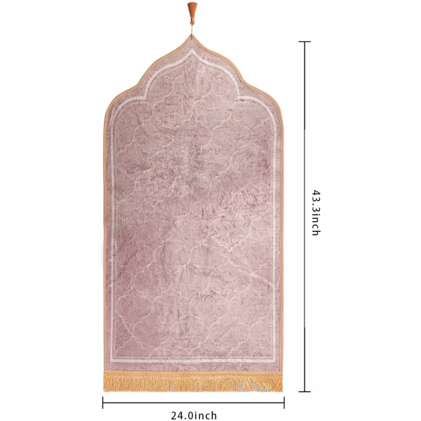 Tapis de Prière Musulman Tapis de Prière Islamique en Flanelle Doux et Epais Tapis de Prière Portable Cadeaux de Ramadan L'Aïd – Image 3