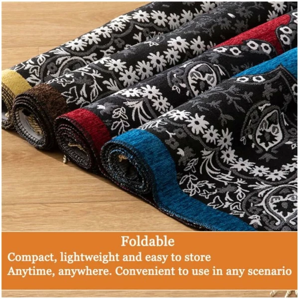 Tapis de Prière Musulman, Tapis de Prière à Glands, Doux, Pliable et Lavable en Machine, Cadeau Prière Ramadan, Tapis Priere Musulman pour Femme Homme et Enfant (70x110cm,Marron Floral) – Image 6
