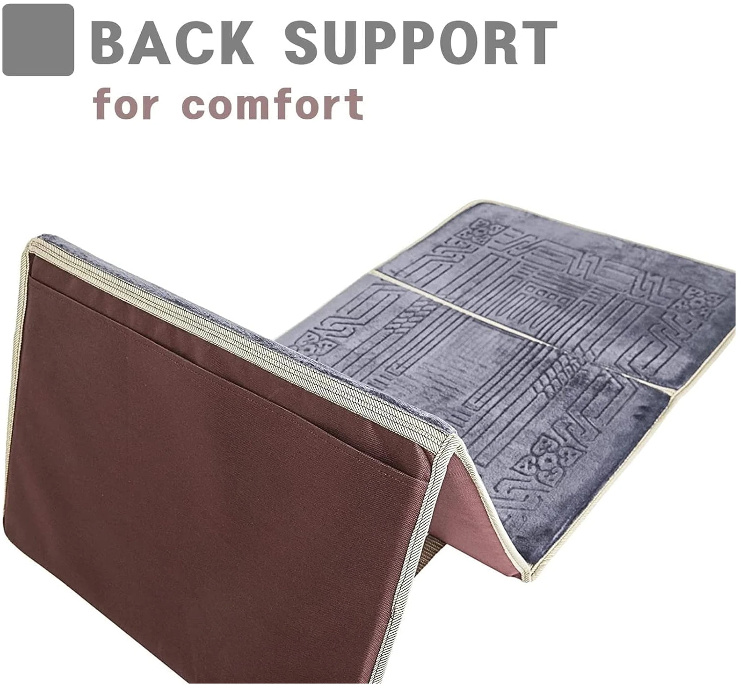 Tapis de prière avec Dossier, Tapis de méditation Pliable avec Dossier, Tapis de prière Musulman-Haute Qualité-Méditation, siège de Sol rembourré, Sac de Transport (Noir) – Image 2