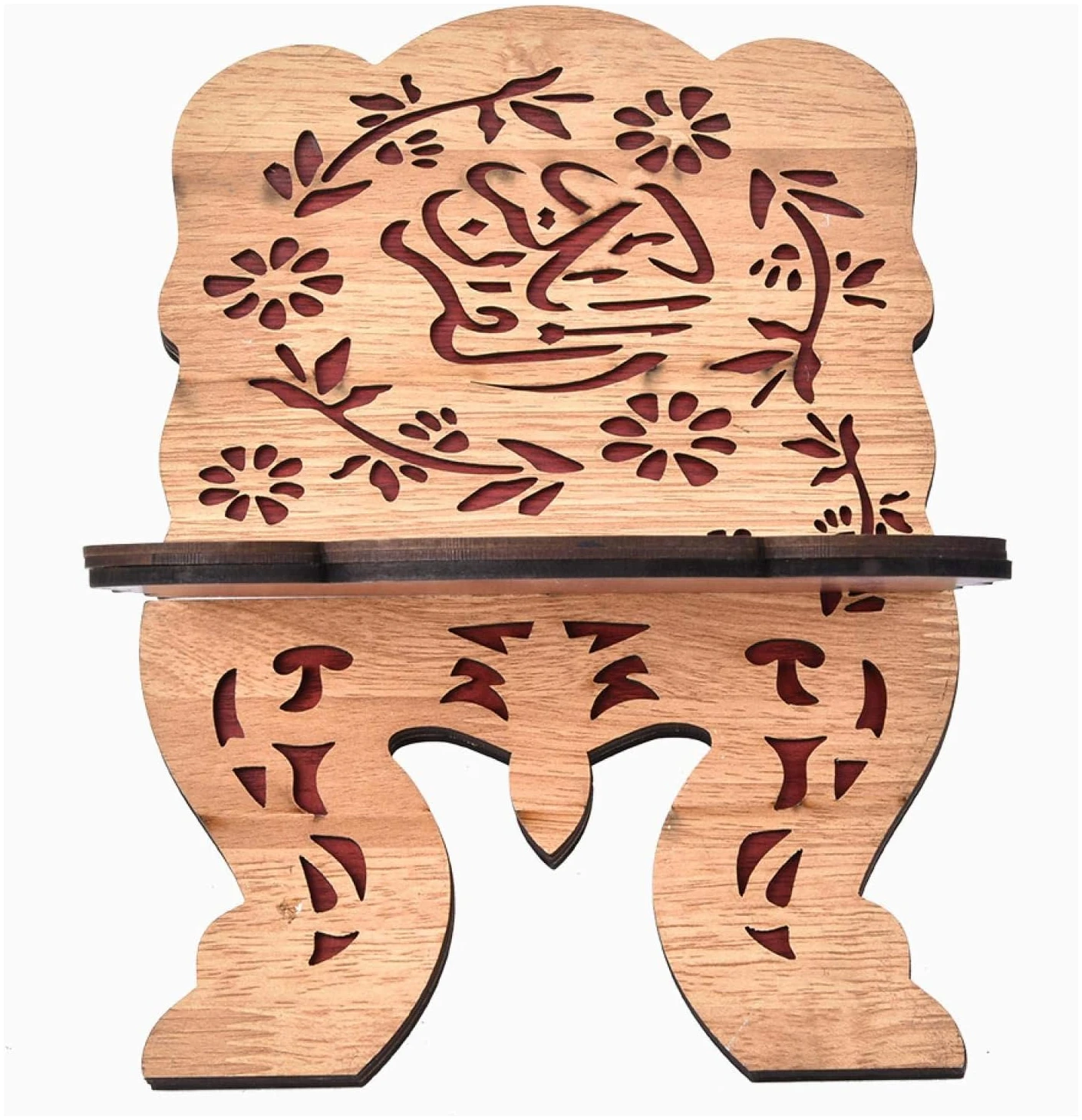 Coran Support Livre, Support de Livre Musulman en Bois Sculpté à La Main, Cadre de Repos Support pour Livre de Cuisine Cook Stand pour Eid Mubarak Décoration Parti Fournitures Islamique 29.2 cm – Image 8