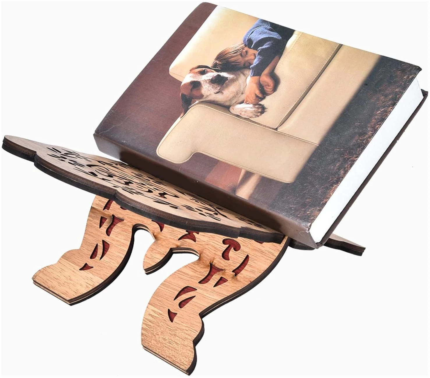 Coran Support Livre, Support de Livre Musulman en Bois Sculpté à La Main, Cadre de Repos Support pour Livre de Cuisine Cook Stand pour Eid Mubarak Décoration Parti Fournitures Islamique 29.2 cm – Image 3