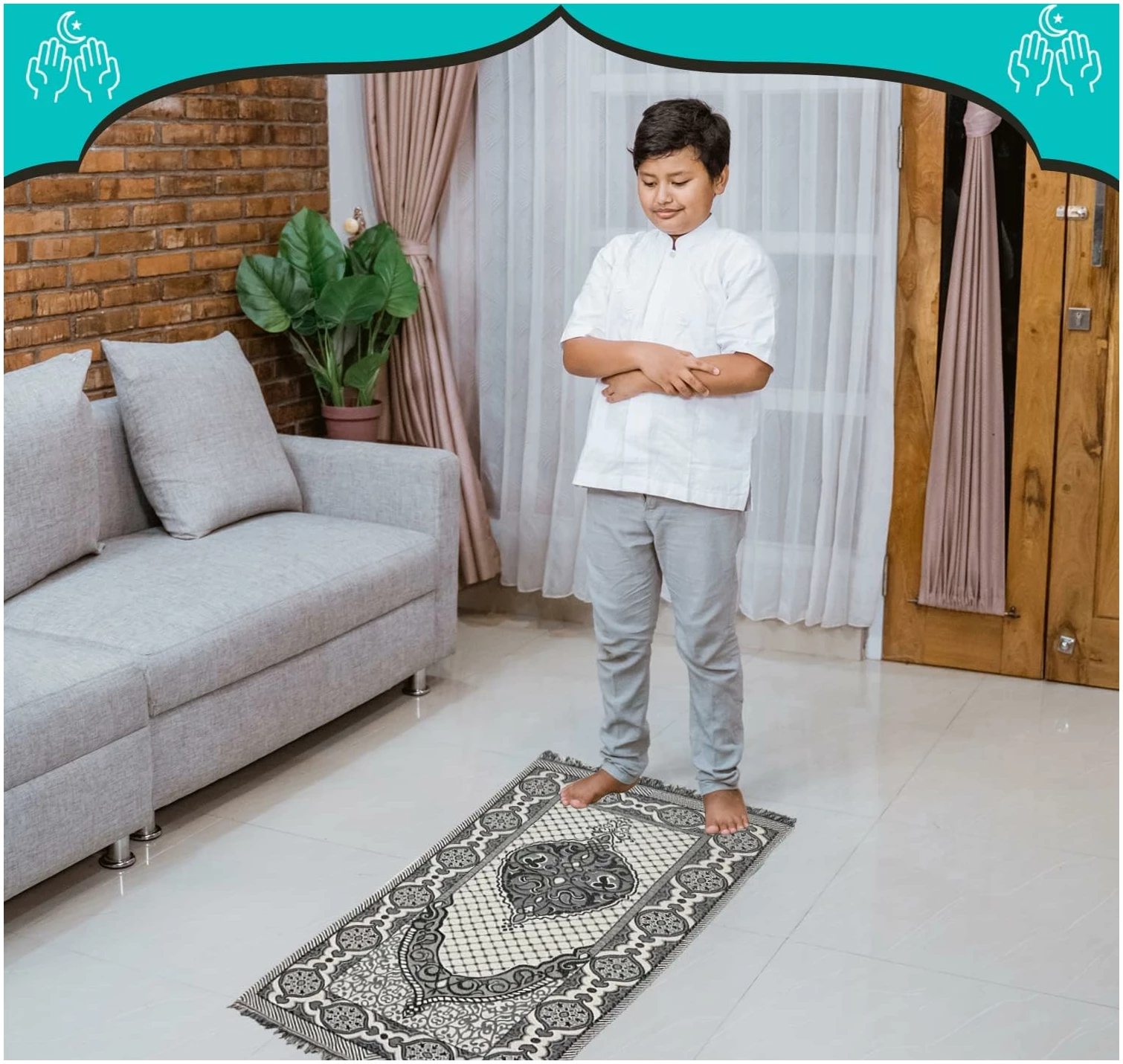 Tapis de prière – Avec Tesbih dans emballage cadeau – Tapis de prière Islam – Image 2