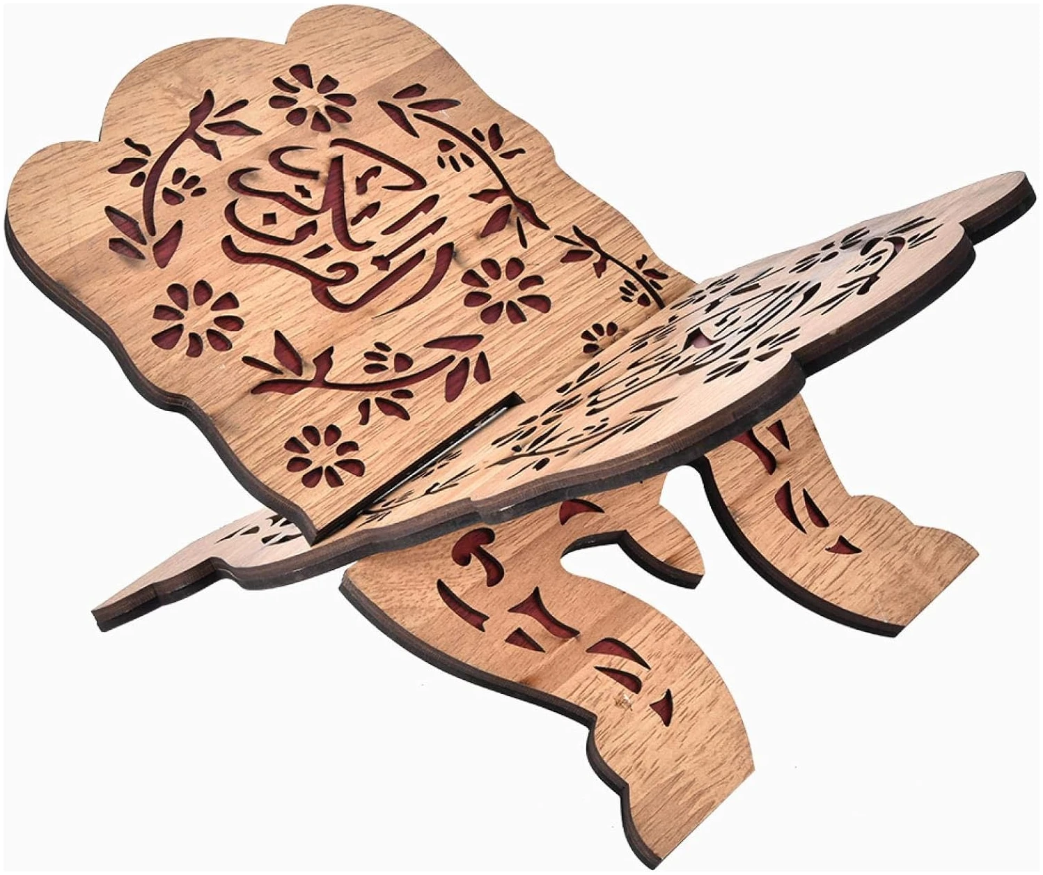 Coran Support Livre, Support de Livre Musulman en Bois Sculpté à La Main, Cadre de Repos Support pour Livre de Cuisine Cook Stand pour Eid Mubarak Décoration Parti Fournitures Islamique 29.2 cm – Image 7