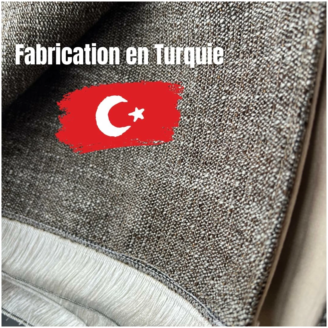 Kit Tapis de prière Musulman sans Motif + 1x chapelet + 1x Marque Page | Cadeau Musulman Islam Fille garçon | Fabriqué en Turquie (Bleu) – Image 6