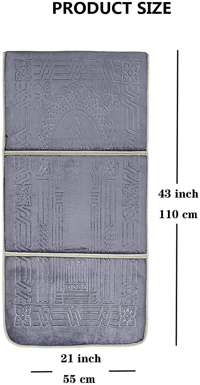 Tapis de prière avec Dossier, Tapis de méditation Pliable avec Dossier, Tapis de prière Musulman-Haute Qualité-Méditation, siège de Sol rembourré, Sac de Transport (Noir) – Image 4