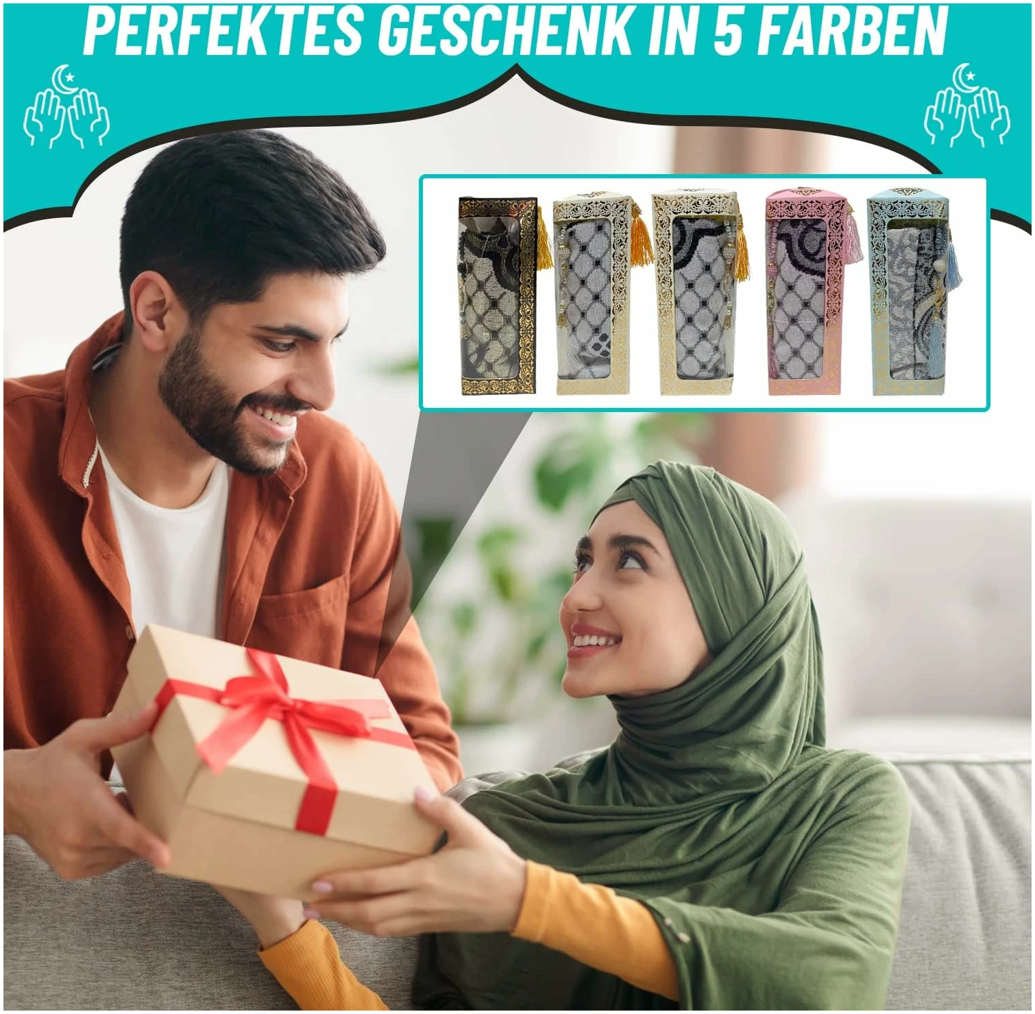 Tapis de prière – Avec Tesbih dans emballage cadeau – Tapis de prière Islam – Image 8