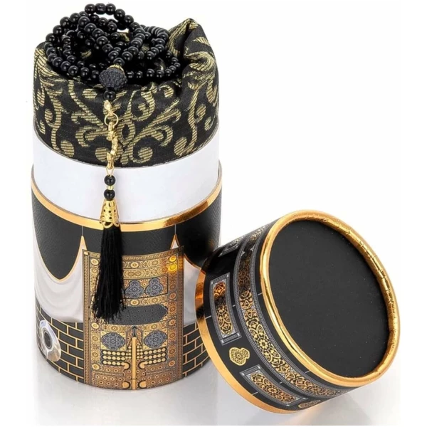 Coffret Cadeau Musulman-(Tapis de prière, tasbih, Misvak)-Seccade-Tapis prière- Tapis priere Musulman- Coffret Islam-Ramadan,Aïd Hajj, Umrah, Mariage, Naissance, Mevlid (Noir 2) – Image 2