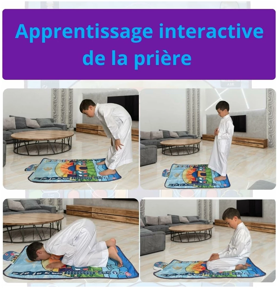Tapis de prière électronique interactif Musulman pour Enfants - Apprentissage ludique et éducatif de la prière (Bleu) – Image 3