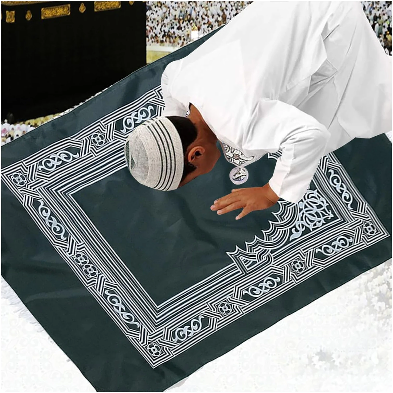Tapis de prière arabe - Tapis de prière islamique - Compas de voyage musulmans - Tapis de pèlerinage pour la maison - Lavable - Tapis de prière – Image 2